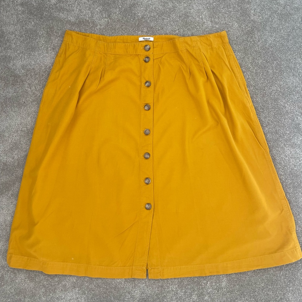 Madewell Mustard Button-Down Skirt